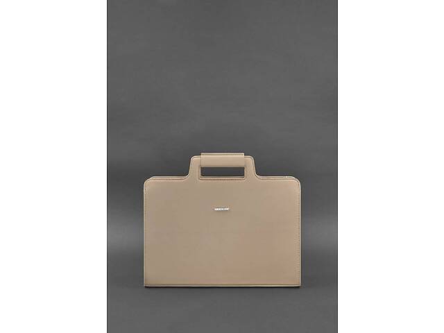 Женская кожаная сумка для ноутбука и документов светло-бежевая BlankNote - Фото 1