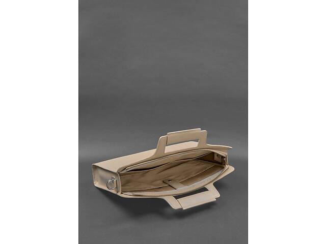 Женская кожаная сумка для ноутбука и документов светло-бежевая BlankNote - Фото 4