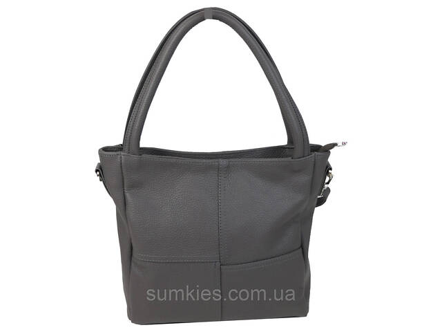 Жіноча шкіряна сумка на двох ручках Borsacomoda сіра - Фото 1