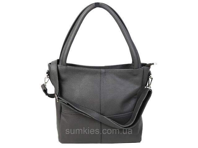 Жіноча шкіряна сумка на двох ручках Borsacomoda сіра - Фото 4