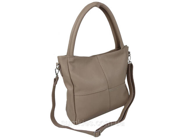 Жіноча шкіряна сумка на двох ручках Borsacomoda бежева - Фото 4