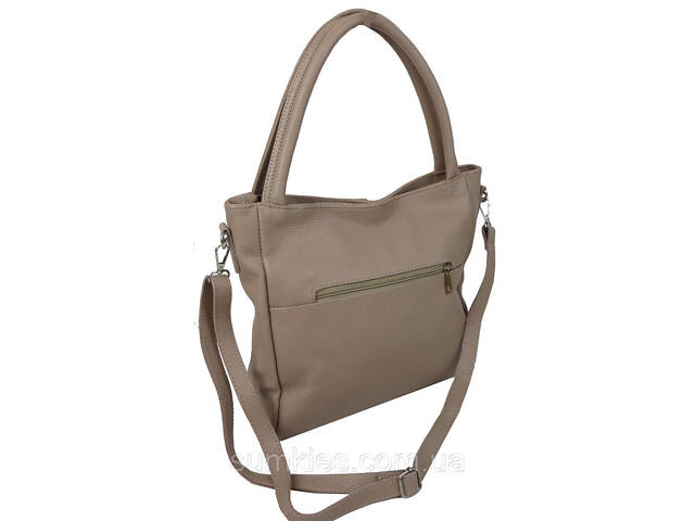 Жіноча шкіряна сумка на двох ручках Borsacomoda бежева - Фото 5