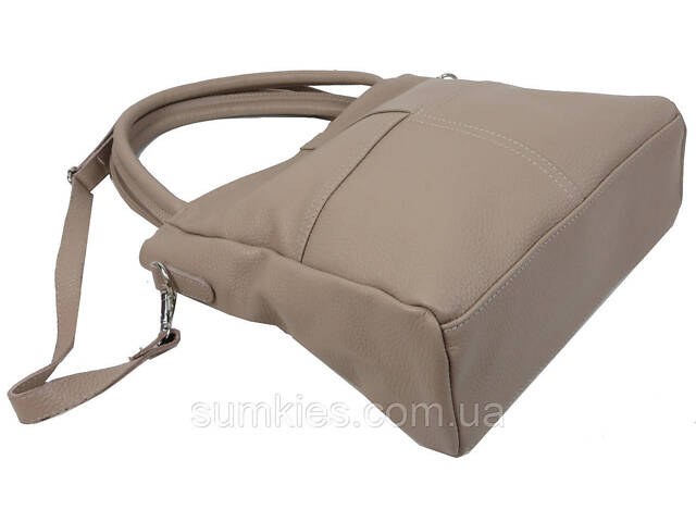 Жіноча шкіряна сумка на двох ручках Borsacomoda бежева - Фото 6