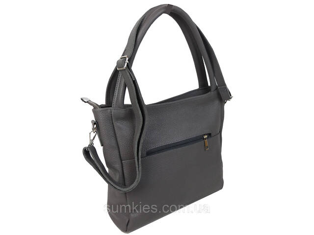 Жіноча шкіряна сумка на двох ручках Borsacomoda сіра - Фото 6