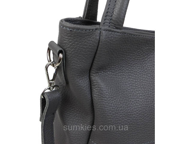 Жіноча шкіряна сумка на двох ручках Borsacomoda сіра - Фото 9