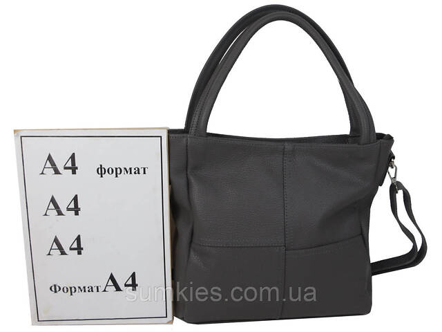 Жіноча шкіряна сумка на двох ручках Borsacomoda сіра - Фото 10