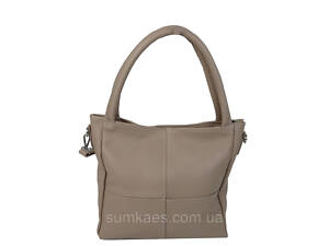 Женская кожаная сумка на двух ручках Borsacomoda бежевая