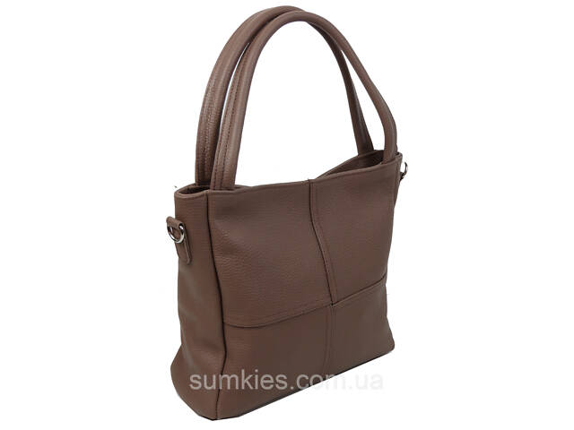 Жіноча шкіряна сумка на двох ручках Borsacomoda коричнева - Фото 2