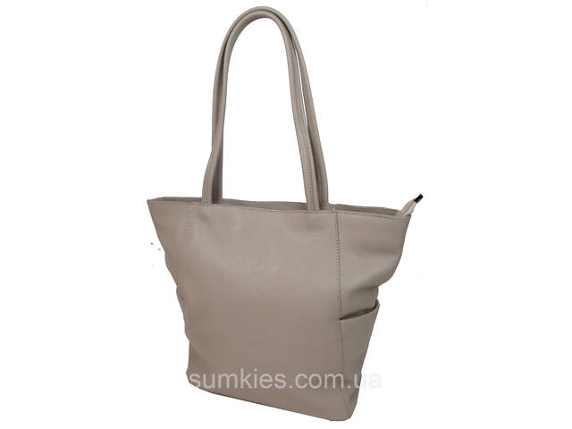 Жіноча шкіряна сумка на двох ручках Borsacomoda, Україна бежева - Фото 3