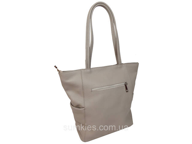 Жіноча шкіряна сумка на двох ручках Borsacomoda, Україна бежева - Фото 4