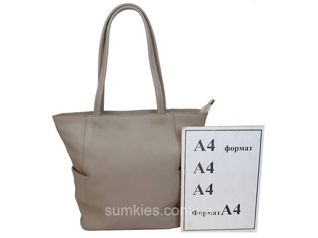 Жіноча шкіряна сумка на двох ручках Borsacomoda, Україна бежева - Фото 9