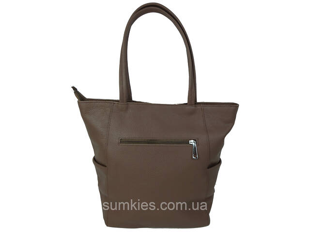 Жіноча шкіряна сумка на двох ручках Borsacomoda, Україна коричнева - Фото 5