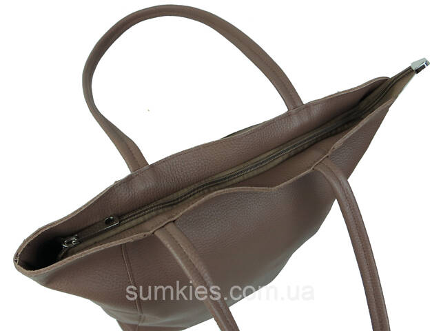 Жіноча шкіряна сумка на двох ручках Borsacomoda, Україна коричнева - Фото 7