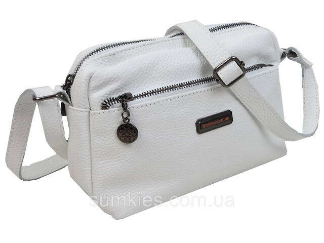 Жіноча шкіряна сумка на плече Borsacomoda біла - Фото 1