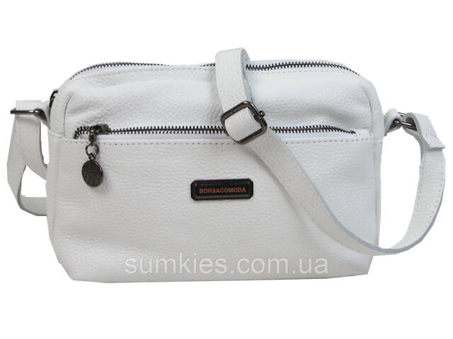 Жіноча шкіряна сумка на плече Borsacomoda біла - Фото 2