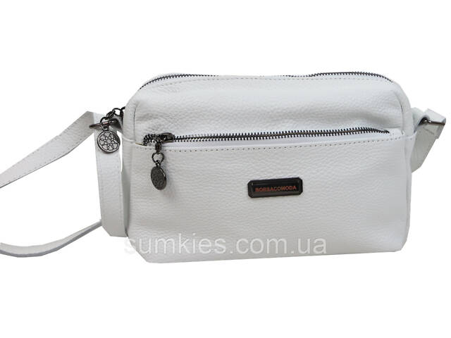 Жіноча шкіряна сумка на плече Borsacomoda біла - Фото 5