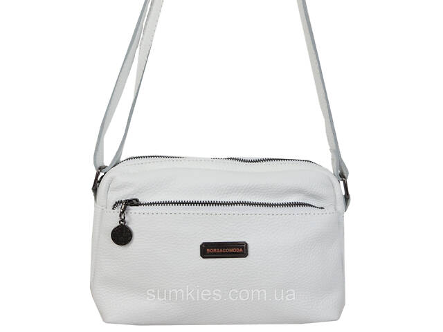 Жіноча шкіряна сумка на плече Borsacomoda біла - Фото 6