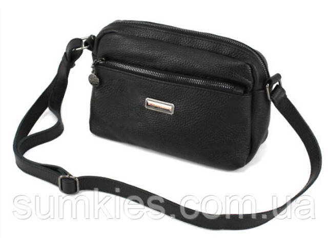 Жіноча шкіряна сумка на плече Borsacomoda чорна - Фото 1