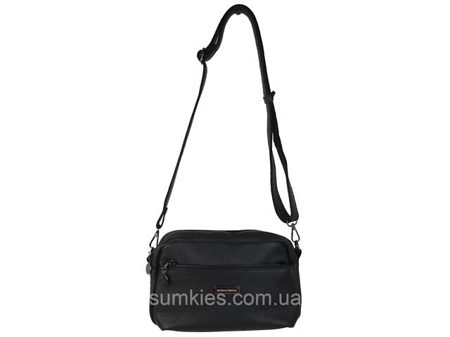 Жіноча шкіряна сумка на плече Borsacomoda чорна - Фото 3