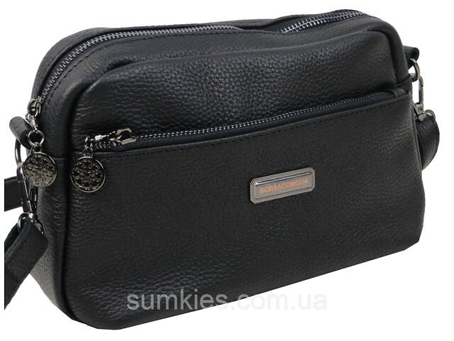 Жіноча шкіряна сумка на плече Borsacomoda чорна - Фото 4