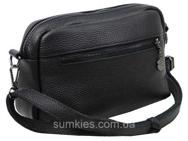 Жіноча шкіряна сумка на плече Borsacomoda чорна - Фото 7