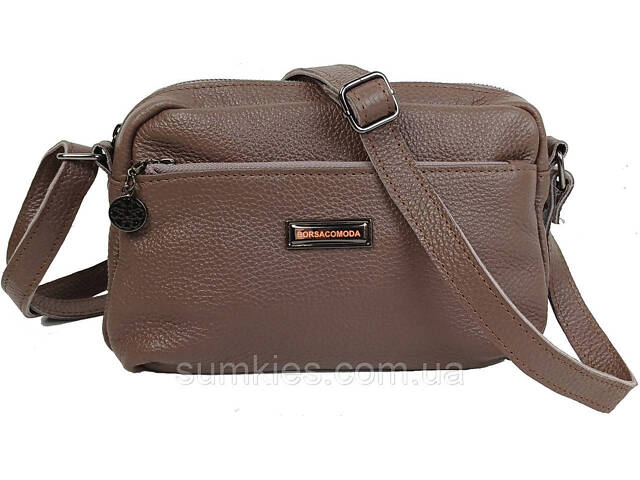 Жіноча шкіряна сумка на плече Borsacomoda коричнева - Фото 1