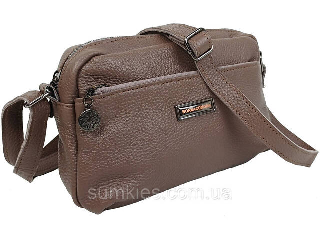 Жіноча шкіряна сумка на плече Borsacomoda коричнева - Фото 3