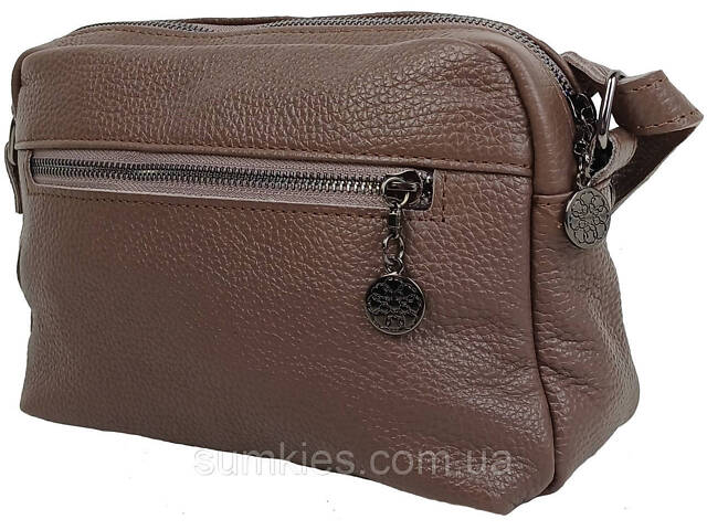 Жіноча шкіряна сумка на плече Borsacomoda коричнева - Фото 5