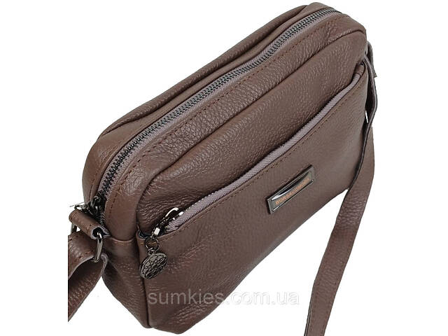 Жіноча шкіряна сумка на плече Borsacomoda коричнева - Фото 6