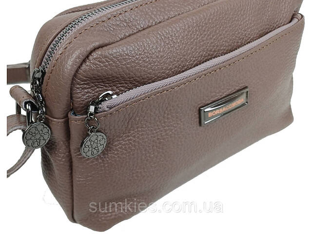 Жіноча шкіряна сумка на плече Borsacomoda коричнева - Фото 7