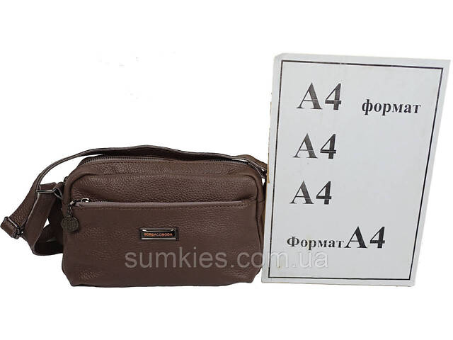 Жіноча шкіряна сумка на плече Borsacomoda коричнева - Фото 10