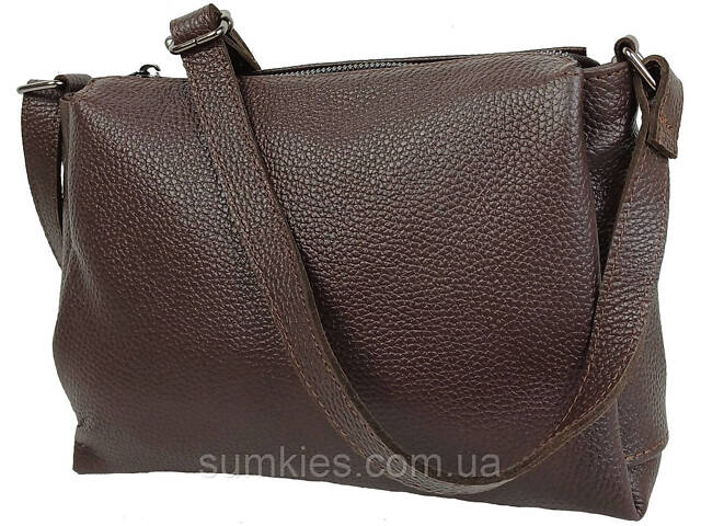 Жіноча шкіряна сумка на плече Borsacomoda темно-коричнева - Фото 1