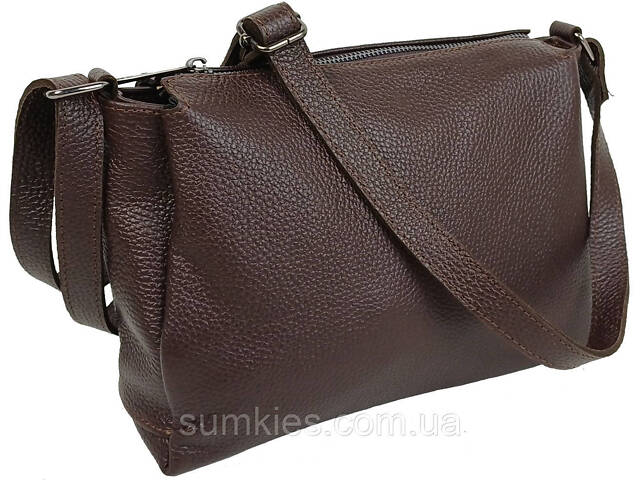 Жіноча шкіряна сумка на плече Borsacomoda темно-коричнева - Фото 2