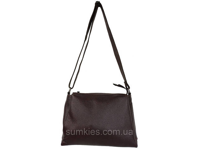 Жіноча шкіряна сумка на плече Borsacomoda темно-коричнева - Фото 3