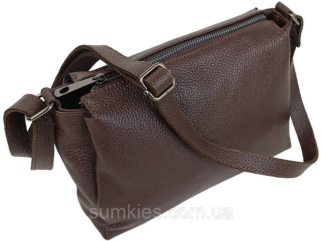 Жіноча шкіряна сумка на плече Borsacomoda темно-коричнева - Фото 4