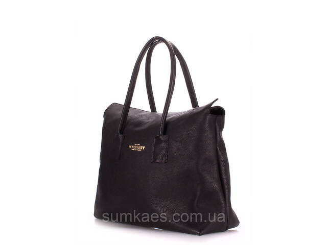 Жіноча шкіряна сумка POOLPARTY Sense чорна - Фото 2