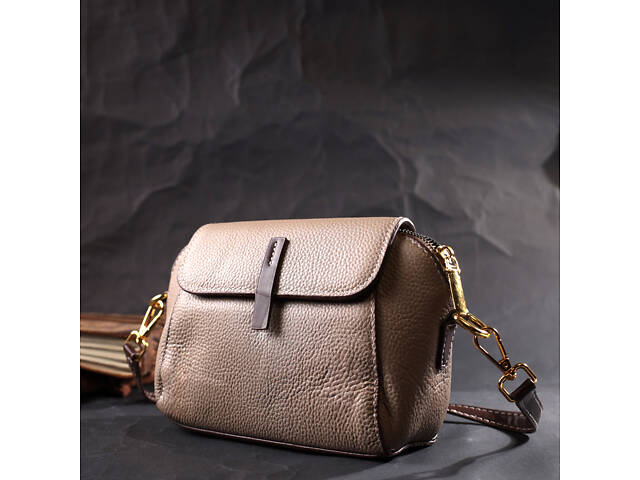 Жіноча компактна сумка з натуральної шкіри Vintage 22267 Бежева - Фото 7