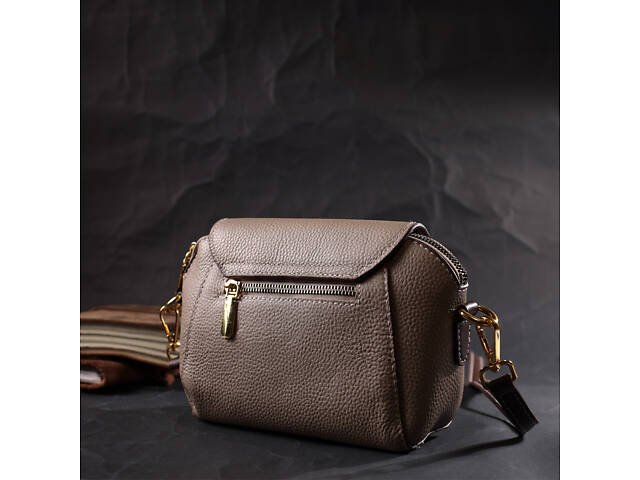 Жіноча компактна сумка з натуральної шкіри Vintage 22267 Бежева - Фото 8