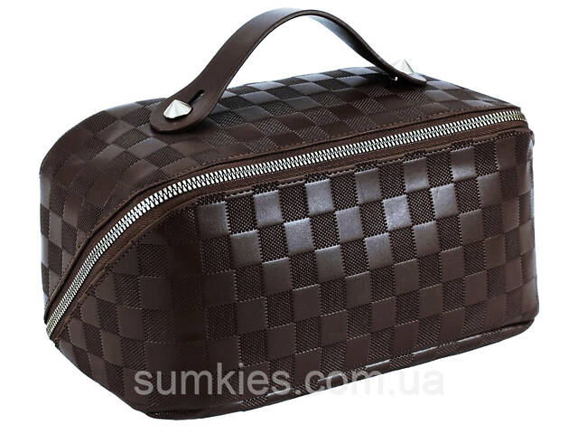 Жіноча косметичка з екошкіри Edibazzar темно-коричнева - Фото 1