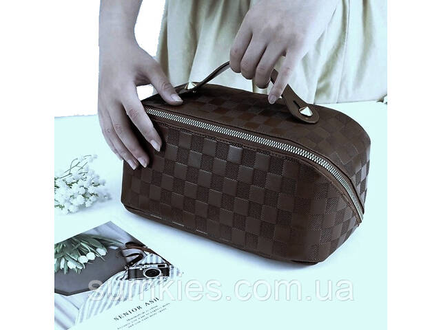Жіноча косметичка з екошкіри Edibazzar темно-коричнева - Фото 2