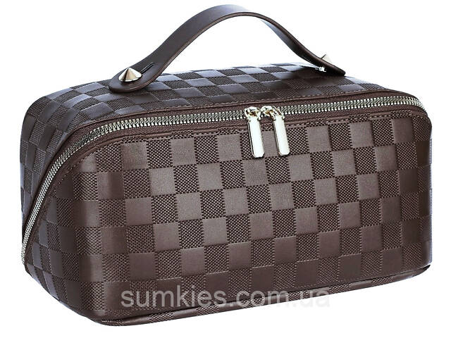 Жіноча косметичка з екошкіри Edibazzar темно-коричнева - Фото 5