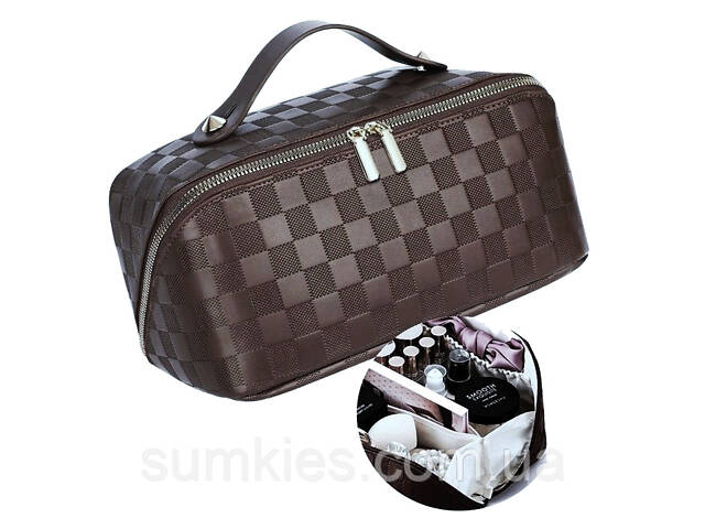 Жіноча косметичка з екошкіри Edibazzar темно-коричнева - Фото 6