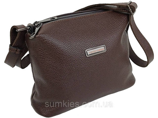 Жіноча наплічна шкіряна сумка Borsacomoda темно-коричнева - Фото 2