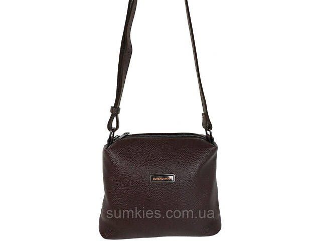 Жіноча наплічна шкіряна сумка Borsacomoda темно-коричнева - Фото 4