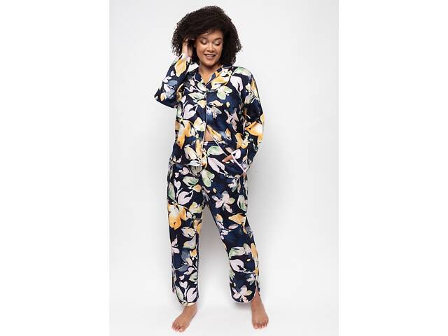 Жіноча піжама Cyberjammies Estelle 9527-9528 12/M Синій з квітковим принтом (5051877448414) - Фото 1