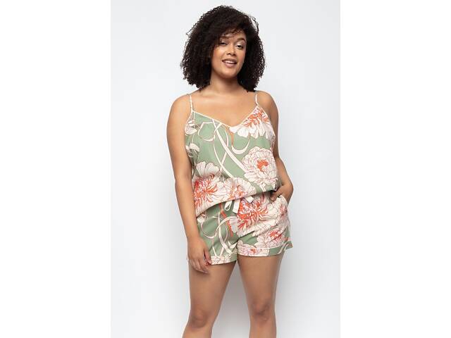 Жіноча піжама Cyberjammies Sage 9584-9585 10/S Зелений з квітковим принтом (5051877441729) - Фото 1