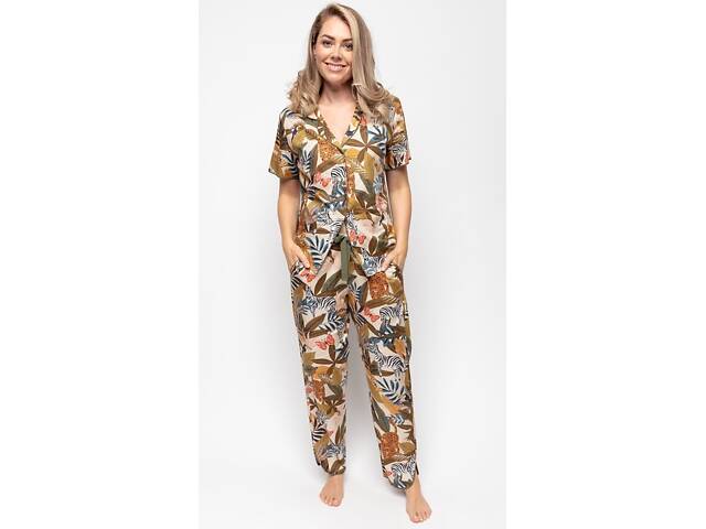 Жіноча піжама Cyberjammies Savannah 9665-9666 10/S Зелений з тропічним принтом (5051877444638) - Фото 1