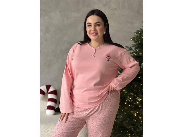 Жіноча піжама ніжно рожевого кольору DO3921 4XL - Фото 1