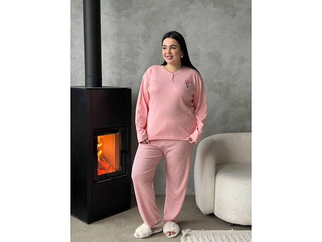 Жіноча піжама ніжно рожевого кольору DO3921 4XL - Фото 3