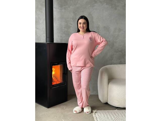 Жіноча піжама ніжно рожевого кольору DO3921 4XL - Фото 8